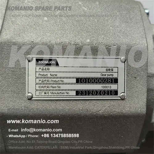 1010000281 zoomlion parts hydraulic gear pump
