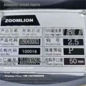 1090400003 zoomlion hook assy 1090400003 zoomlion hook assy