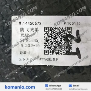 14450672 sany splash proof unit plate