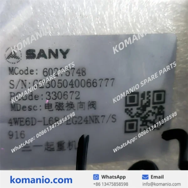 60275748 60331406 sany solenoid directional valve