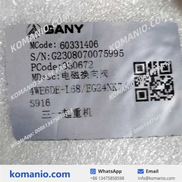 60275748 60331406 sany solenoid directional valve