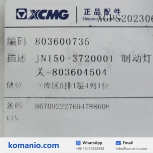 803600735 xcmg brake lamp