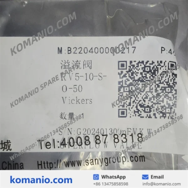 b220400000217 sany overflow valve