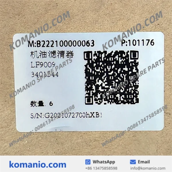 b222100000063 sany oil filter