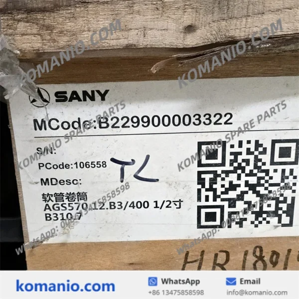 b229900003322 sany hose reel